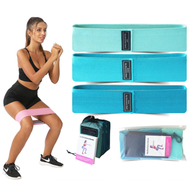Blue Resistance Bands Set - 3 Levels Non-Slip Hip Bands for Strength Training