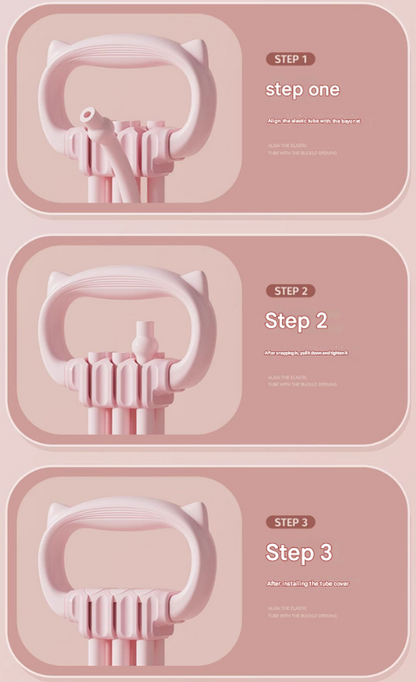 Resistance Chest Expander with 6 Levels - Cute Cat Ear Puller for Full Body Workout