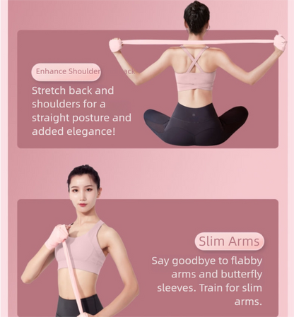 Pink Thickened 1.5m [45 lbs] Yoga & Fitness Resistance Stretch Bands (Set of 2) for Full-Body Workout & Flexibility Training