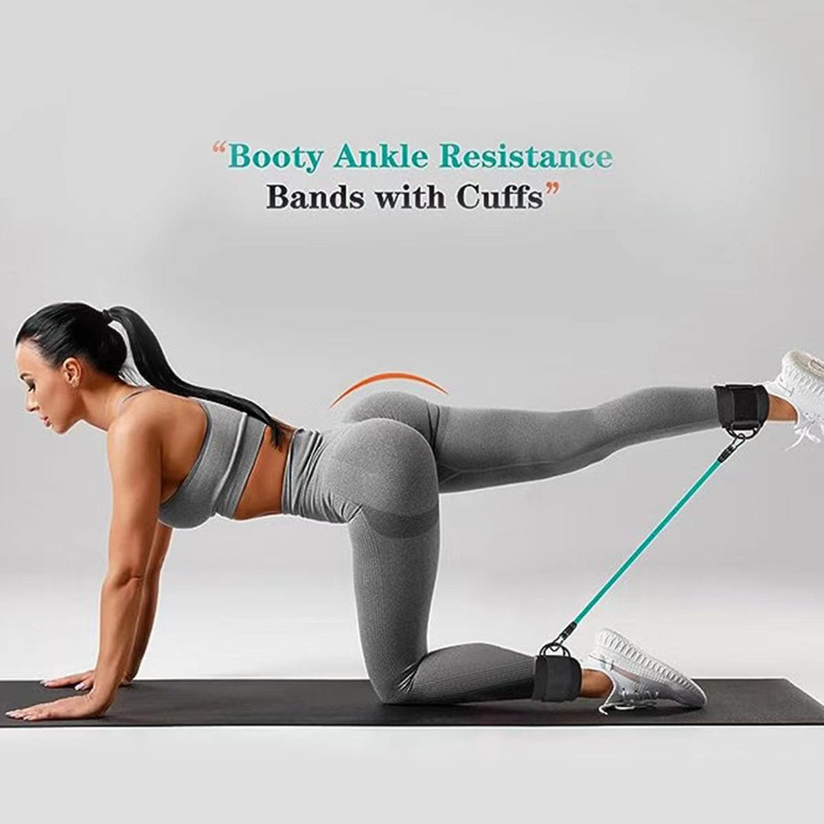 Snap Resistance Bands Set with Ankle Straps for Glute Kickbacks & Leg Workouts