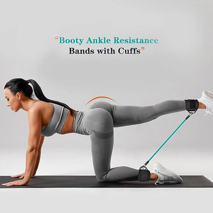 Snap Resistance Bands Set with Ankle Straps for Glute Kickbacks & Leg Workouts