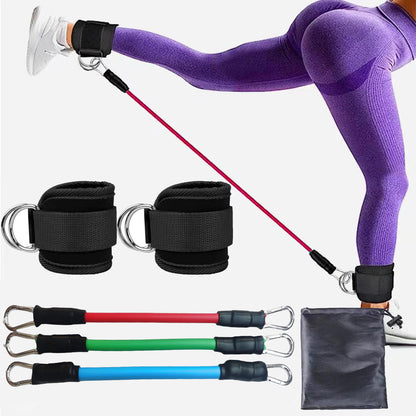 Snap Resistance Bands Set with Ankle Straps for Glute Kickbacks & Leg Workouts (10-30lbs)